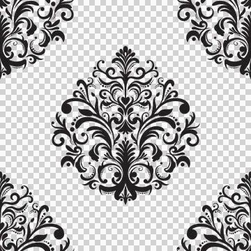 Damask floral motif tile pattern. Luxury wallpaper texture ornament. Stock Illustration