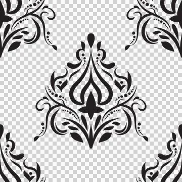 Damask floral motif tile pattern. Luxury wallpaper texture ornament. Stock Illustration