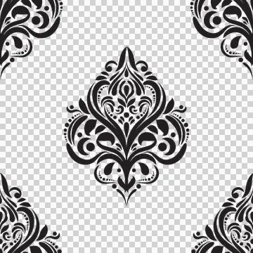 Damask floral motif tile pattern. Luxury wallpaper texture ornament. Stock Illustration