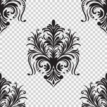 Damask floral motif tile pattern. Luxury wallpaper texture ornament. Illustrazione stock