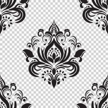 Damask floral motif tile pattern. Luxury wallpaper texture ornament. Stock Illustration