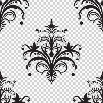 Damask floral motif tile pattern. Luxury wallpaper texture ornament. Stock Illustration