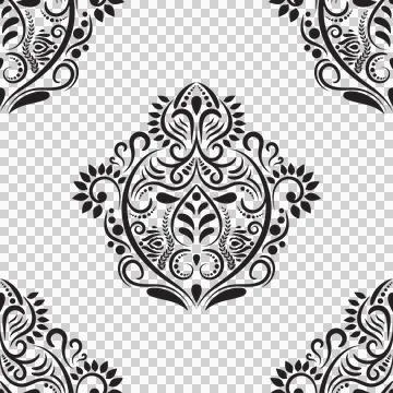 Damask floral motif tile pattern. Luxury wallpaper texture ornament. Stock Illustration