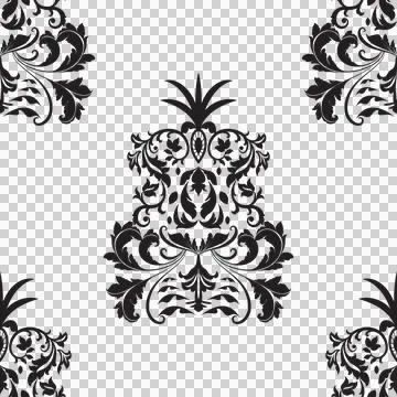 Damask floral motif tile pattern. Luxury wallpaper texture ornament. Stock Illustration