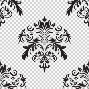 Damask floral motif tile pattern. Luxury wallpaper texture ornament. Stock Illustration