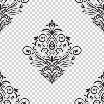 Damask floral motif tile pattern. Luxury wallpaper texture ornament. Stock Illustration