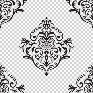 Damask floral motif tile pattern. Luxury wallpaper texture ornament. Illustrazione stock
