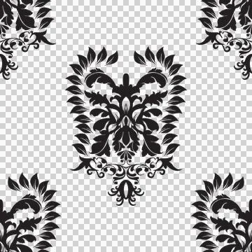 Damask floral motif tile pattern. Luxury wallpaper texture ornament. Stock Illustration