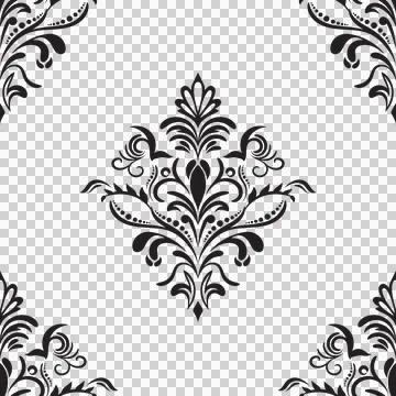 Damask floral motif tile pattern. Luxury wallpaper texture ornament. Stock Illustration