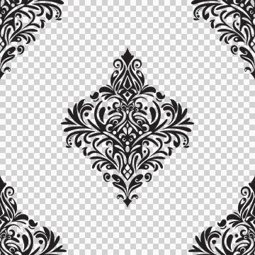 Damask floral motif tile pattern. Luxury wallpaper texture ornament. Stock Illustration