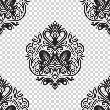 Damask floral motif tile pattern. Luxury wallpaper texture ornament. Stock Illustration