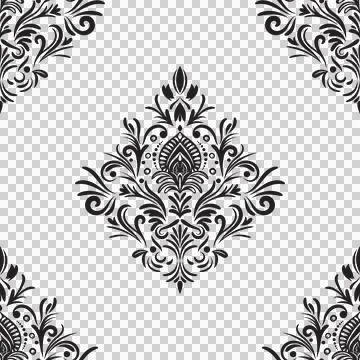 Damask floral motif tile pattern. Luxury wallpaper texture ornament. Stock Illustration