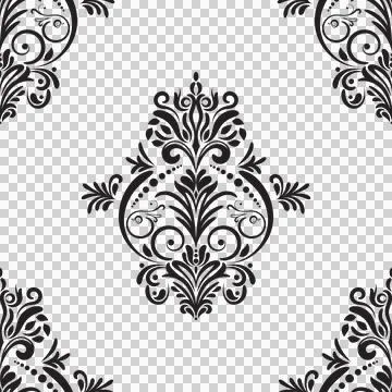 Damask floral motif tile pattern. Luxury wallpaper texture ornament. Stock Illustration