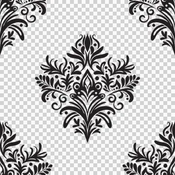 Damask floral motif tile pattern. Luxury wallpaper texture ornament. Stock Illustration