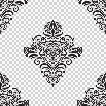 Damask floral motif tile pattern. Luxury wallpaper texture ornament. Stock Illustration