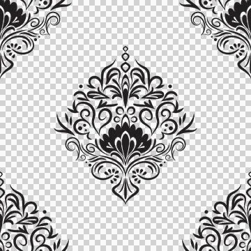 Damask floral motif tile pattern. Luxury tile isolated element. Illustrazione stock