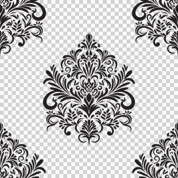 Damask floral motif tile pattern. Luxury tile isolated element. Stock Illustration