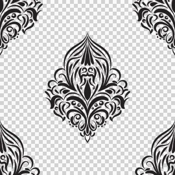 Damask floral motif tile pattern. Luxury tile isolated element. 스톡 일러스트