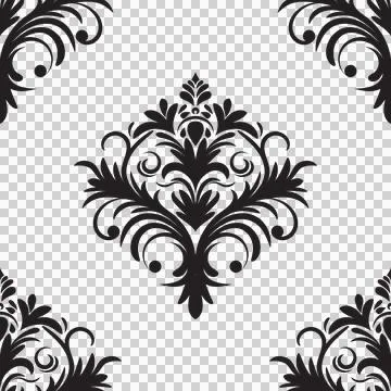 Damask floral motif tile pattern. Luxury tile isolated element. Stock Illustration