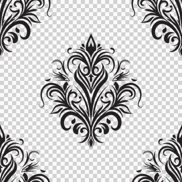 Damask floral motif tile pattern. Luxury tile isolated element. Stock Illustration
