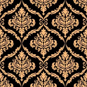 Damask floral pattern with brown colours 스톡 일러스트