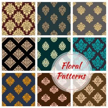 Damask floral seamless pattern background Stock Illustration