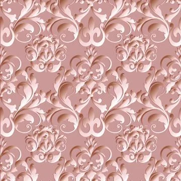 Damask floral vector seamless pattern. Light pink ornate floral background wi 스톡 일러스트