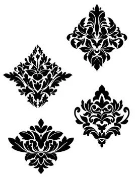 Damask flower patterns Illustrazione stock