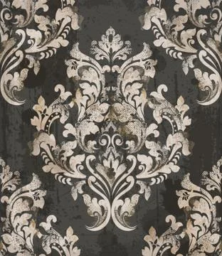 Damask old pattern ornament decor Vector. Baroque fabric texture illustration イラスト素材