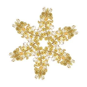 Damask orient ornament. Orient white, yellow and brown ornament for fabric, sket Illustration
