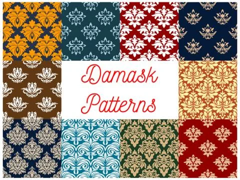 Damask ornamental decoration patterns Illustrazione stock