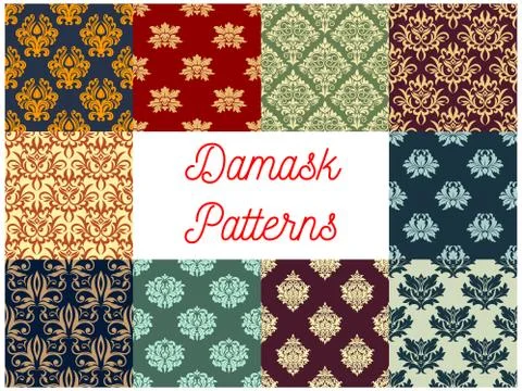 Damask ornamental decoration patterns Illustrazione stock
