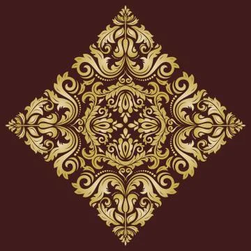 Damask  Pattern. Orient Golden Ornament 스톡 일러스트