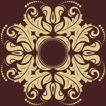 Damask  Pattern. Orient Golden Ornament Stock-Illustration