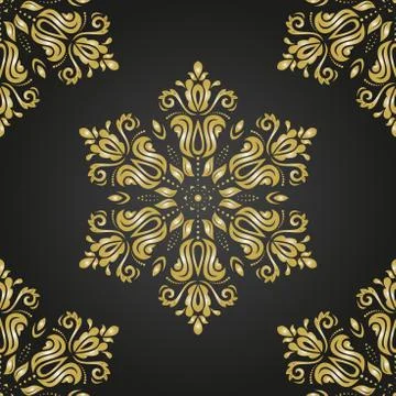 Damask  Pattern. Orient Golden Ornament Stock Illustration