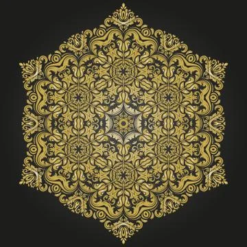 Damask  Pattern. Orient Golden Ornament Illustrazione stock
