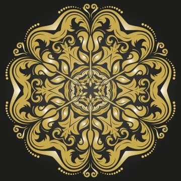 Damask  Pattern. Orient Golden Ornament Stock Illustration