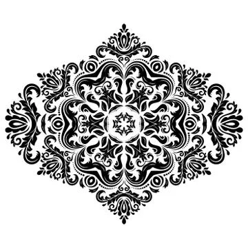 Damask  Pattern. Orient Ornament. Black and White Colors Illustrazione stock