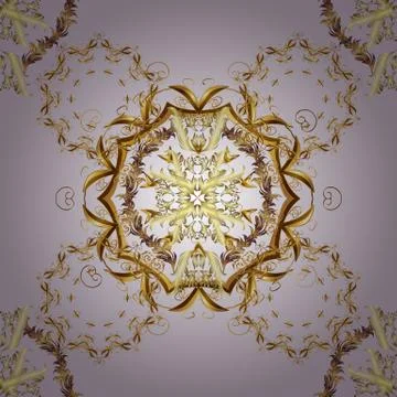 Damask pattern repeating background. Gold neutral and gray floral ornament in ba Stock Illustration