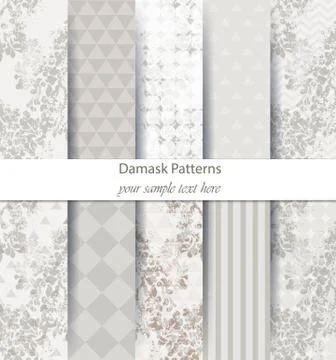 Damask pattern set collection Vector. Baroque ornament on modern abstract bac 스톡 일러스트