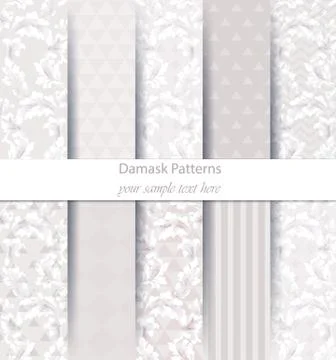 Damask patterns set collection Vector. Classic ornament various colors with a 스톡 일러스트