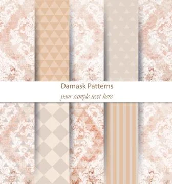 Damask patterns set collection Vector. Classic ornament various colors with a 스톡 일러스트