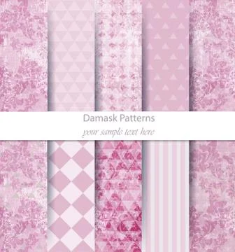 Damask patterns set collection Vector. Classic ornament various colors with a Stock Illustration