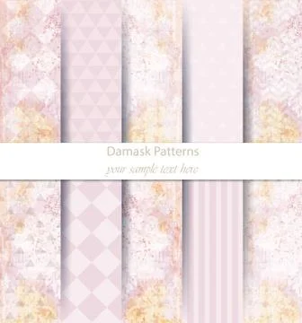 Damask patterns set collection Vector. Baroque ornament on modern abstract ba 스톡 일러스트