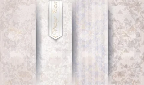 Damask patterns set collection Vector. Baroque ornament on modern abstract ba Illustrazione stock