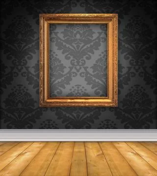 Damask room with empty picture frame Stock-Illustration