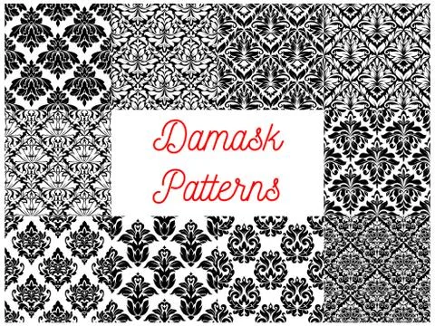 Damask seamless decor patterns 스톡 일러스트