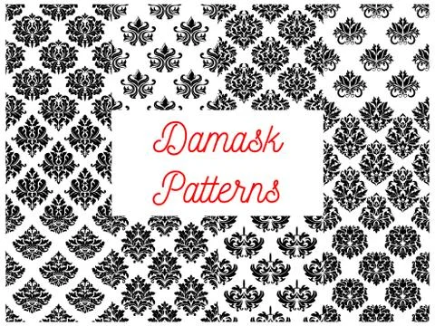 Damask seamless decorative ornament patterns Illustrazione stock