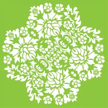 Damask seamless floral pattern. Royal wallpaper. Flowers, leaves on a green b 스톡 일러스트