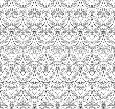 Damask Seamless Outline Pattern Stock Illustration